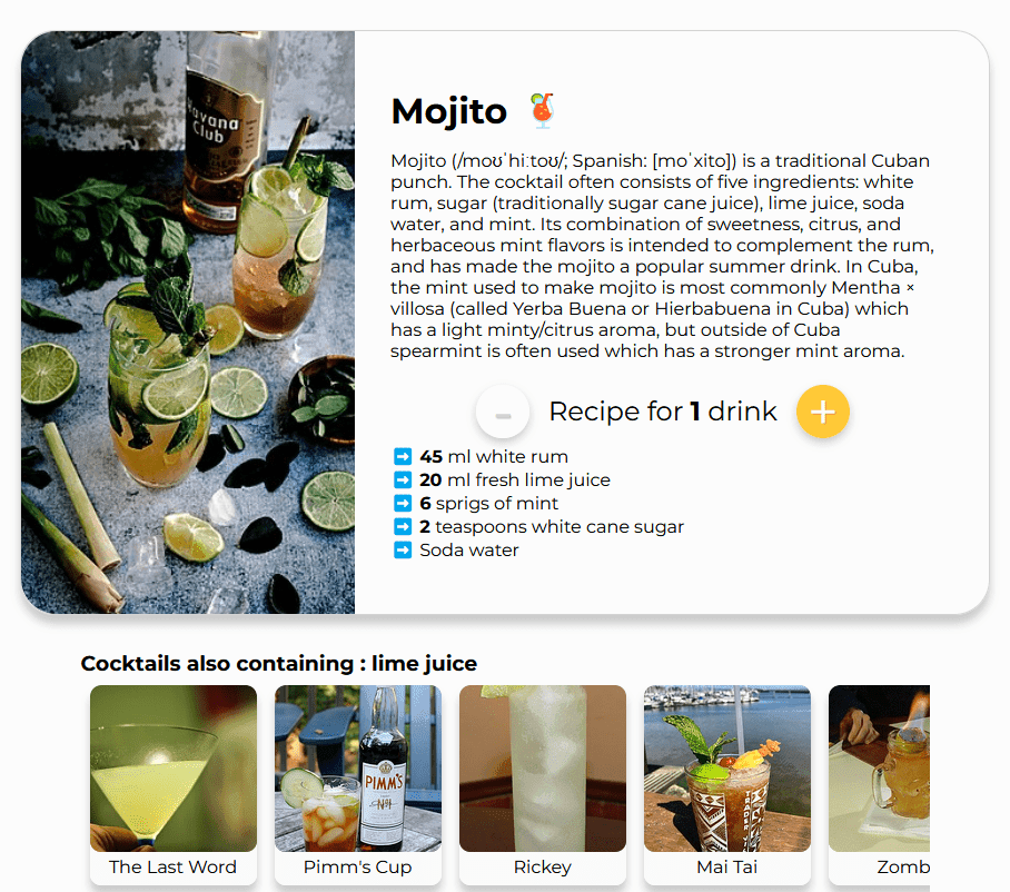 Aperit'IF - results page for Mojito